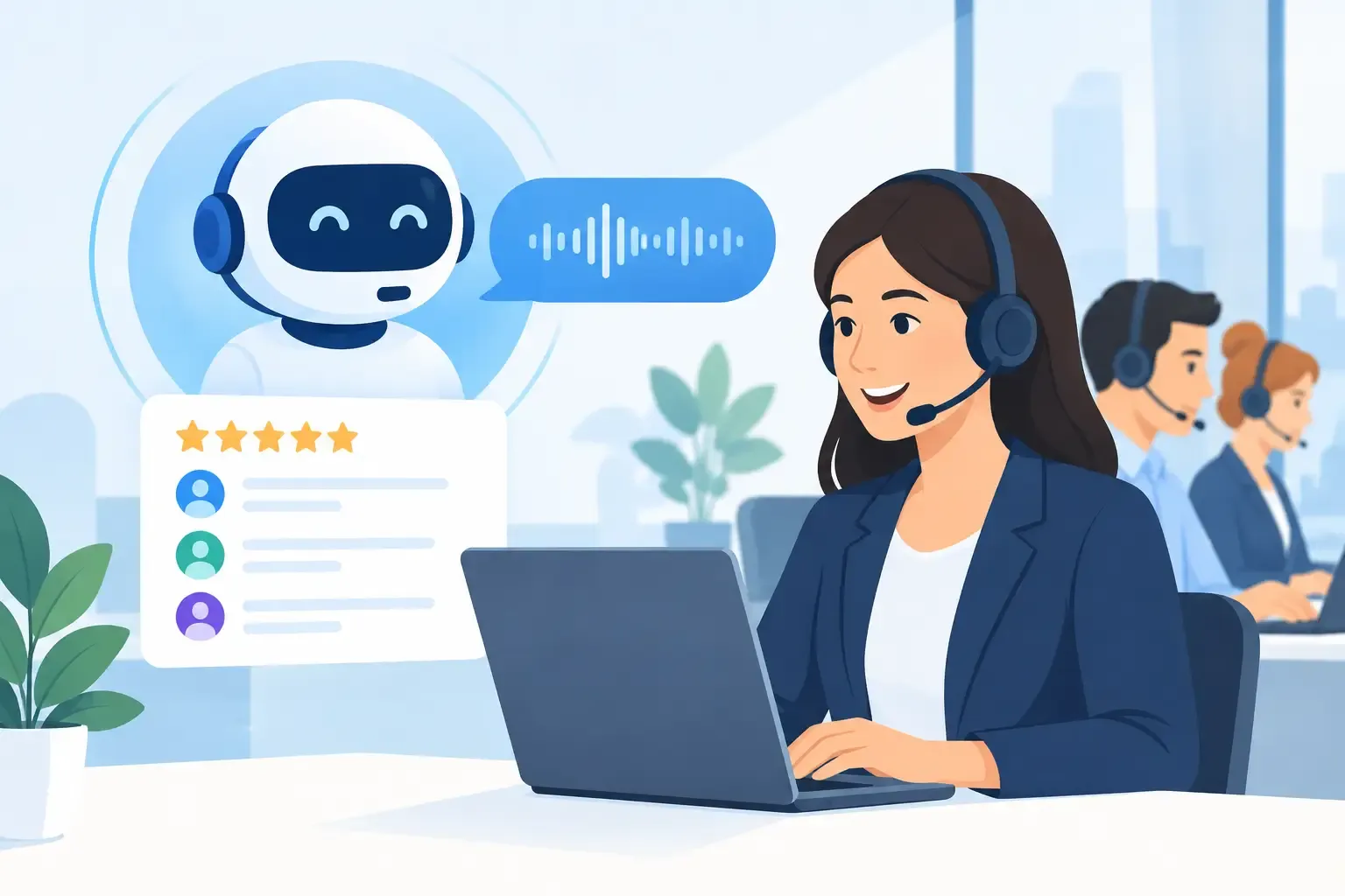 Hangalapú AI call center vélemények cégeknek